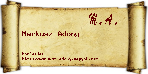 Markusz Adony névjegykártya